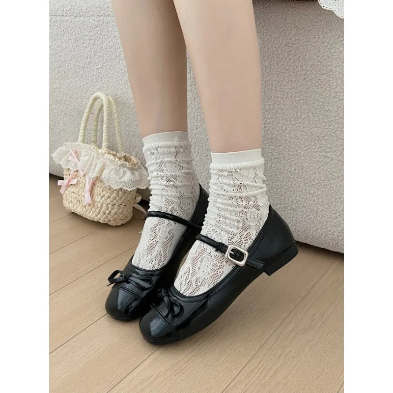 Mary Jane Shoes Square Toe Comfort Soft Sole Flats Comfort Ballerinas Shoes