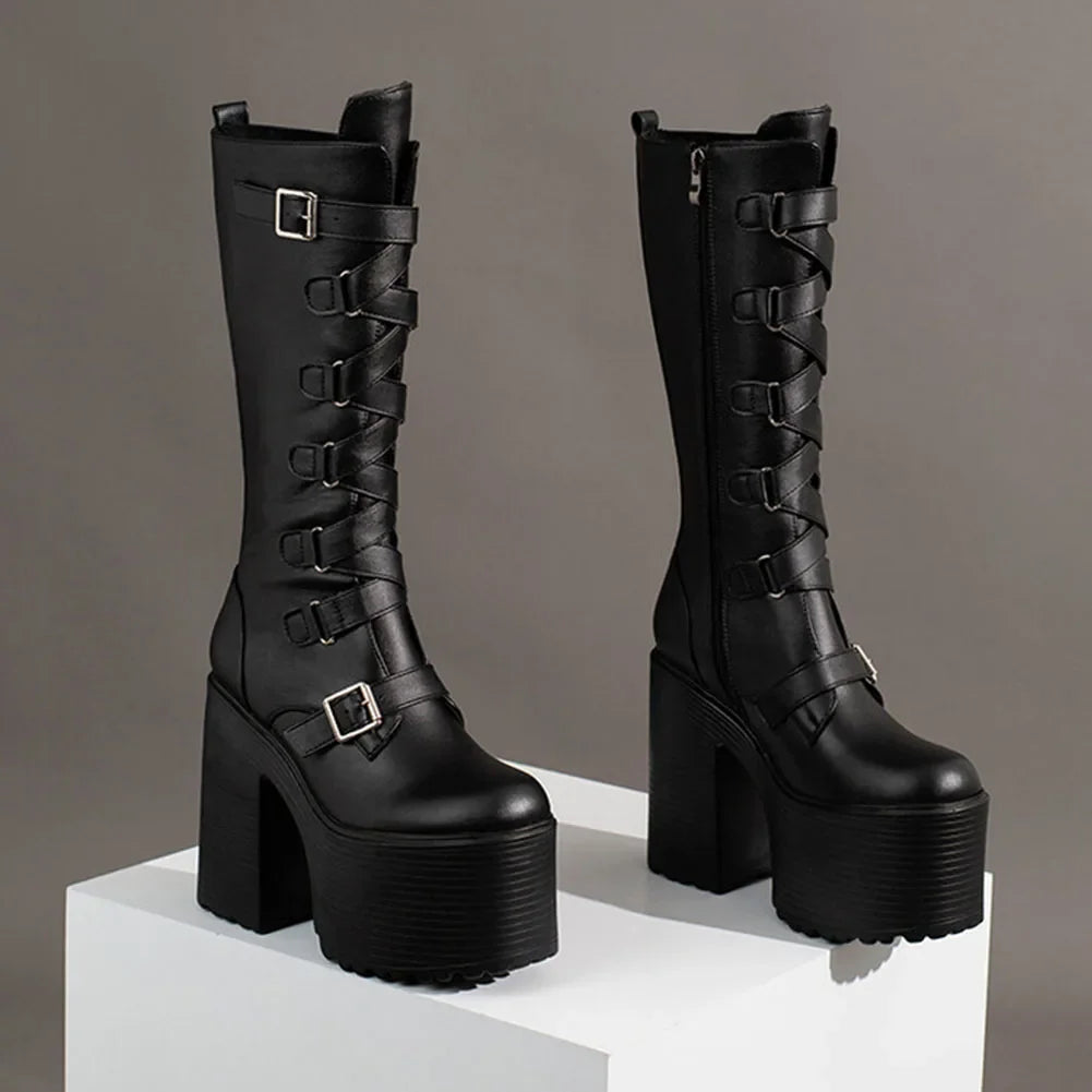 Platform Ankle Boots Brand Design Great Quality Gothic Style Comfy Cool Street Shoes Boots Big Size 43