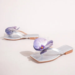 Brand Shoes Elegant Flowers Design Slippers Casual Outer Wear High Heel Slides