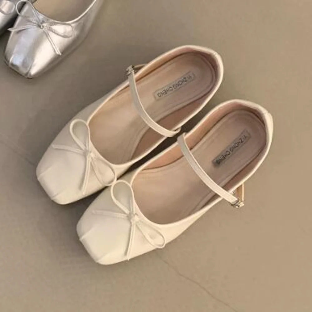 French Flat Bottomed Mary Jane Single Shoe Shoes and Autumn Korean Version Silver Casual Shoes