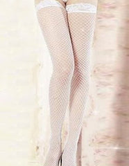 Scalloped Trim Fishnet Nylon Stockings