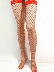 Scalloped Trim Fishnet Nylon Stockings