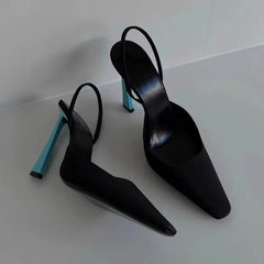 and pointed small square head back trip with silk single shoes thin high-heeled banquet dress sandals