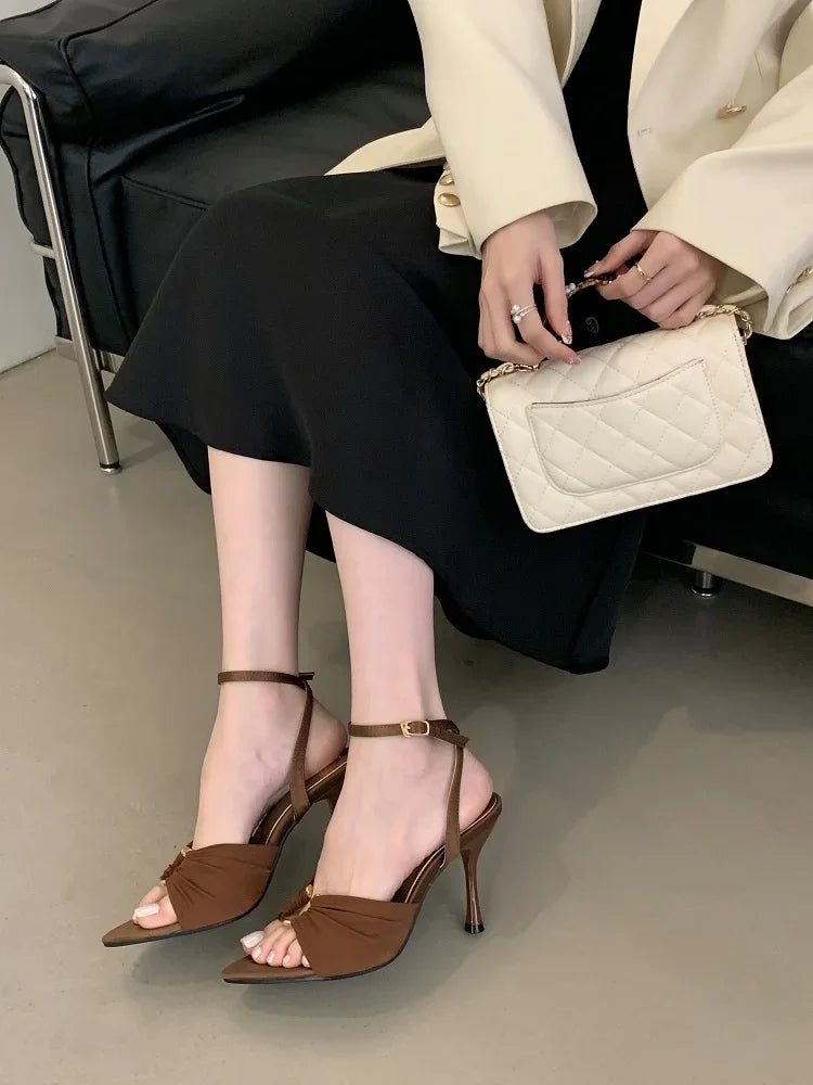 Street Style Elegant Thin High Heels Woman Pumps Pointed Toe Slingbacks Stripper Party