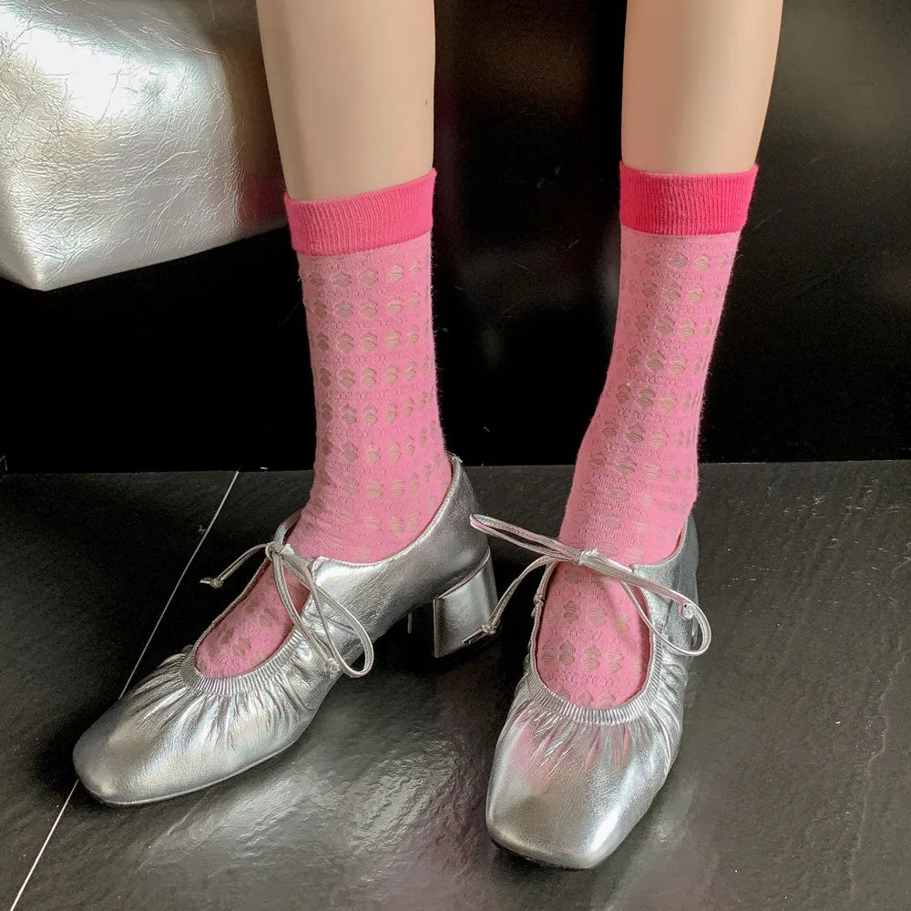 Mature Lace-Up Thick Heels Shoes Woman Office Lady Working Genuine Leather Pumps 2024