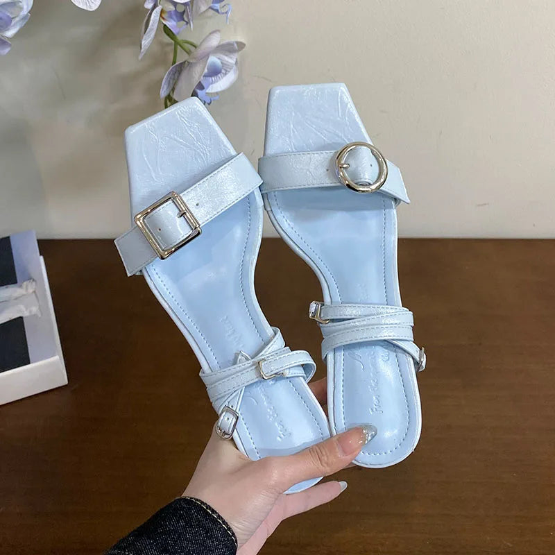 Ankle Strap High Heels Pumps Shoes In Shallow Footwear Party Thin Heels Shoes Sandals