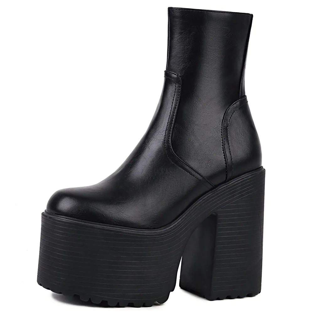 Platform Ankle Boots Brand Design Great Quality Gothic Style Comfy Cool Street Shoes Boots Big Size 43