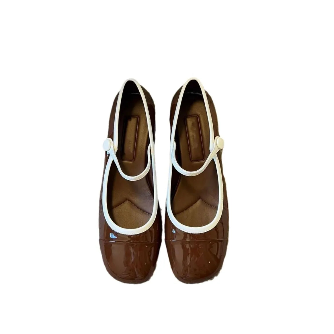 Japanned Leather Mary Janes Woman Color Block High Heels Shoes Belt Buckle Tacones Wedges Chunky Heeled Escarpins Mujer