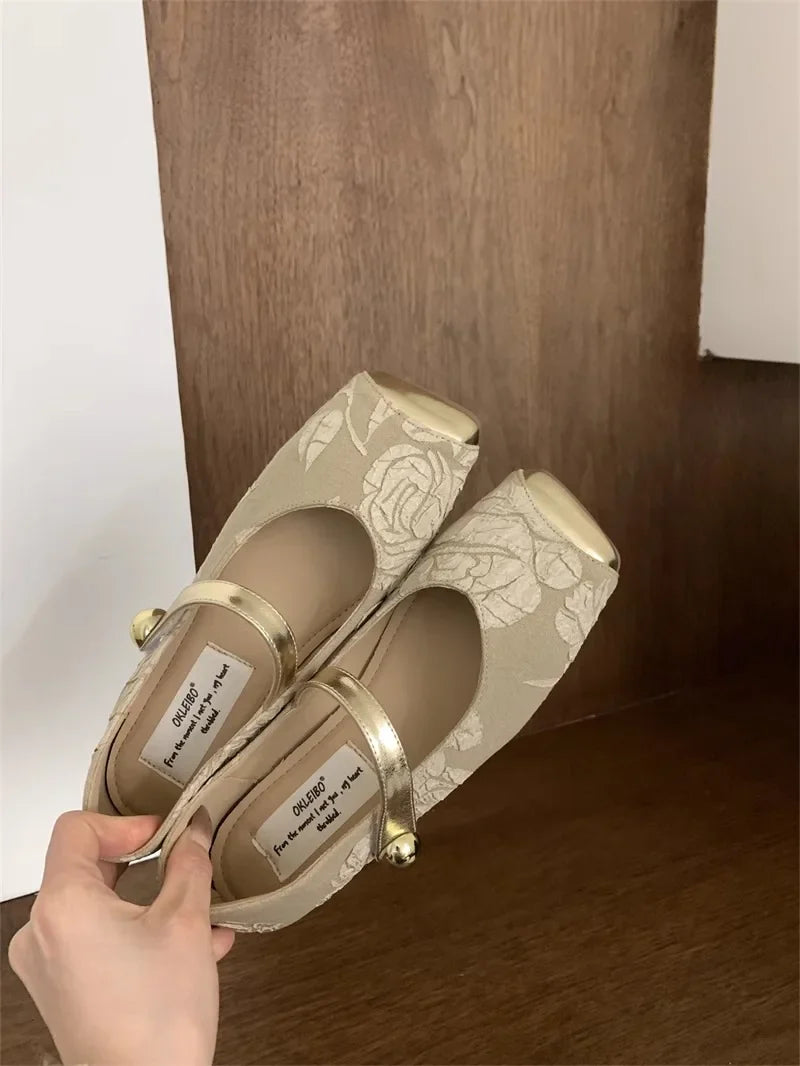 Square Flat Mary Jane Shoes