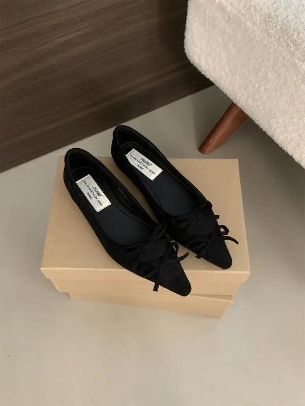 Shoes Bow-Knot Casual Sneakers All-Match Flats Shallow Mouth Pointed Toe Fall Boat Butterfly Comfortable Ret