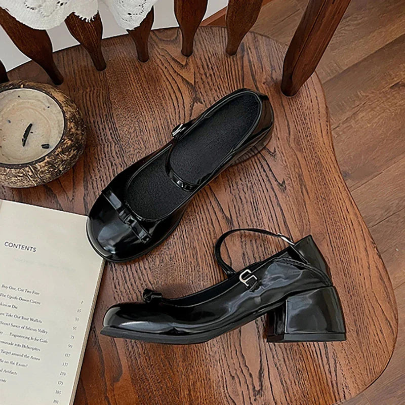 Mary Jane Shoes Elegant Low Heel Shoes Casual Buckle Single Shoes College Style Footwear Single Pumps