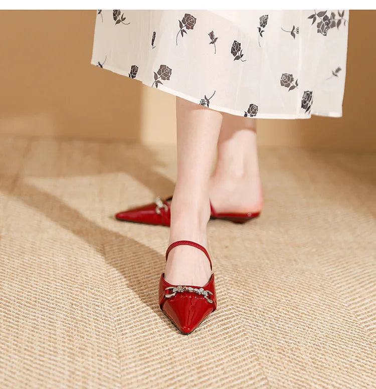Low Shoes Ladies' Slippers Pointed Toe Butterfly-Knot Flat PU Rubber Strange Style Shoes Woman Butterfly-Knot Slipp