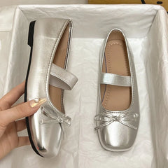 Ballerina Shoes Comfort Non-slip Loafers Leather Flats Elegant Bowknot Mary Janes Shoes