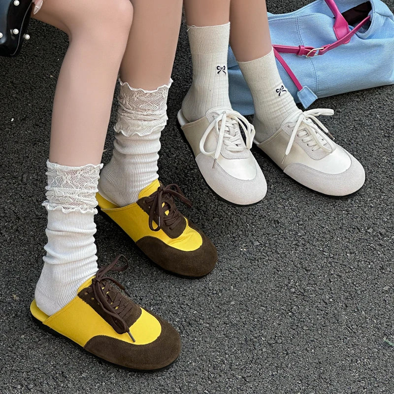Sport Sneakers Flats Mules Slippers Shoes Woman Lace Up Running Walking Shoes Mujer Zapatos