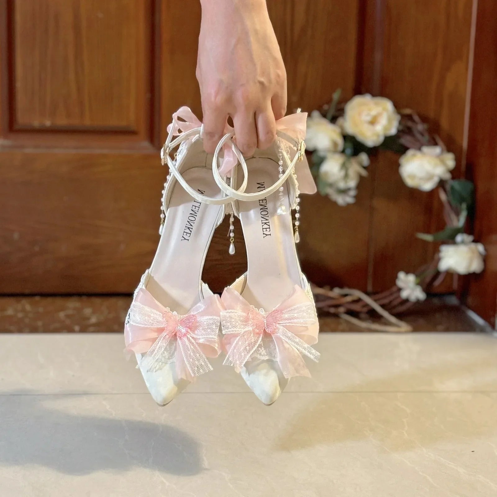 Y2K Heels Lolita White Shoes Mary Jane Shoes Shoes Woman Weddings Bridal Shoes