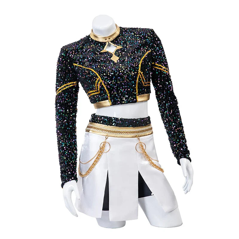 Zoey Cosplay Costume Wig Shoes Black Coat Singing Suit Song-Promotion Costume Halloween Party Role Playing Outfit
