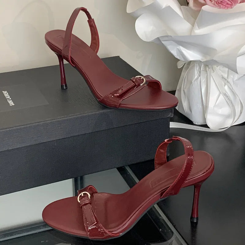 Narrow Band Open Toe Sandals Thin Low Heel Gladiator Party Shoes Zapatos De Mujer