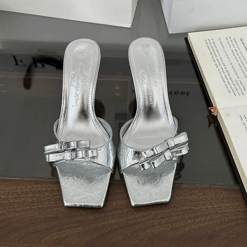 Butterfly-Knot High Heels Pumps Shoes In Slip Thin Heels Shoes