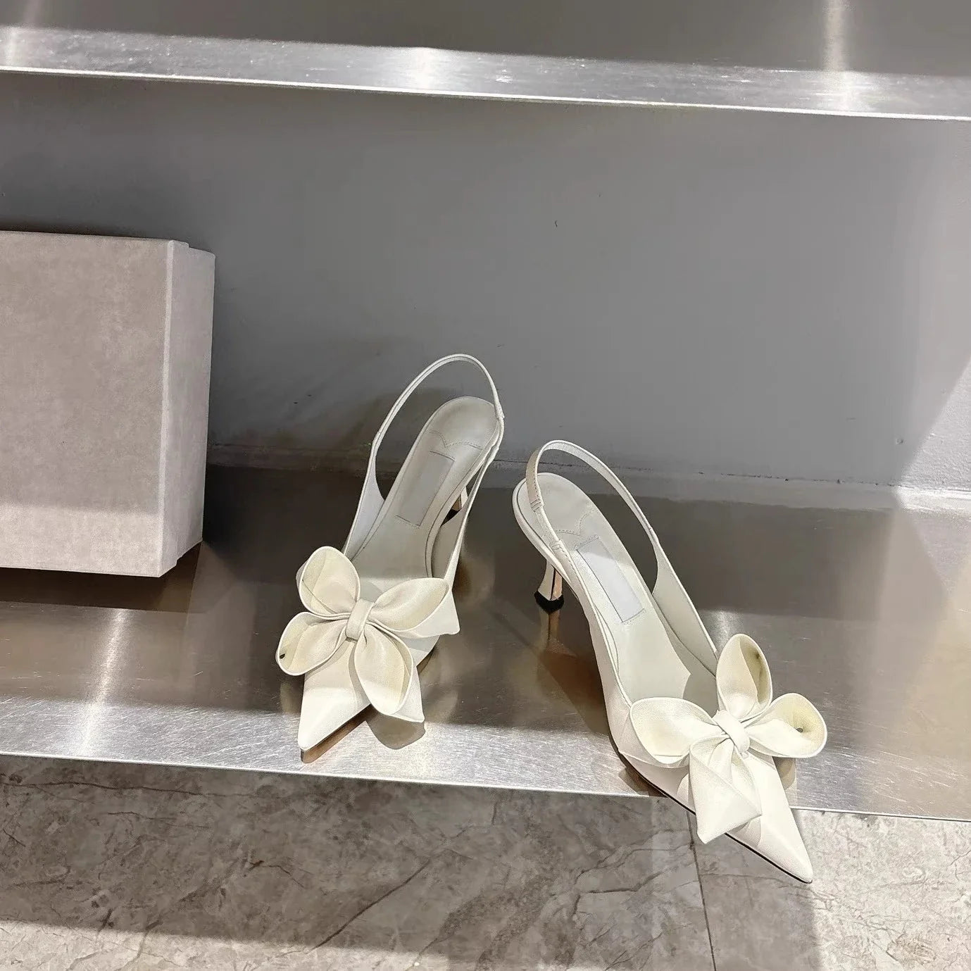 High Heel Bow Pointed Toe Stiletto Sandals Shoes