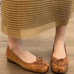 Novelty Bowknot Design Low Heel Pumps Comfortable Square Toe Lightweight Shoes