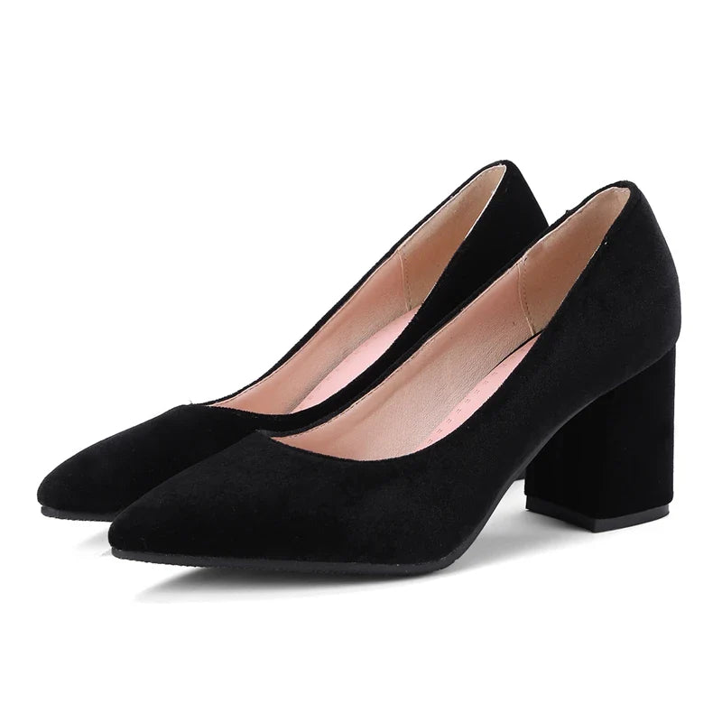 Velvet Mary Jane Shoes Pearls Buckle High-heeled Velour Green Burgundy Pumps Office Banquet Party 33-43