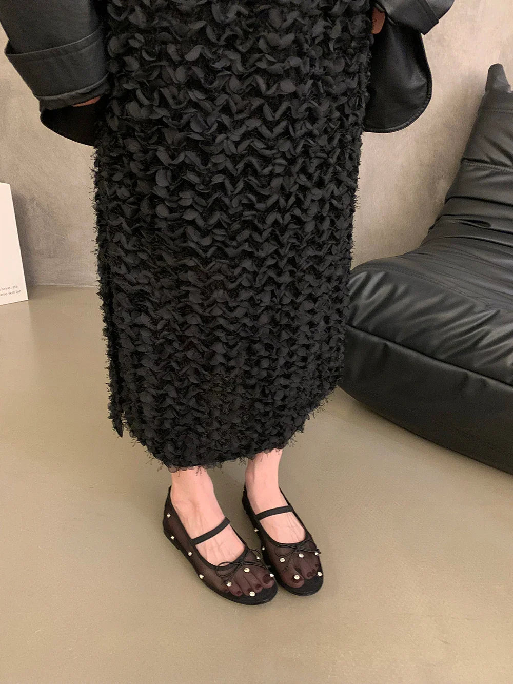 Flat Shoes Mesh Elegant Mary Jane Shoes Soft Sole Outdoor Dress Ballerinas