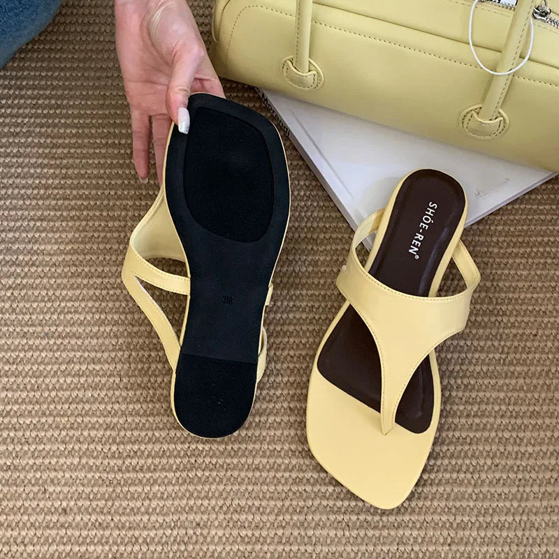 Beach Flip Flops Flats Slippers Shoes Square Toe Flats Slippers Slides Sandals Shoes