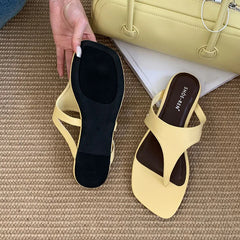 Beach Flip Flops Flats Slippers Shoes Square Toe Flats Slippers Slides Sandals Shoes
