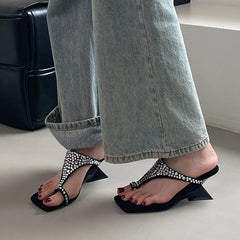 Footwear Wedges Slippers Shoes Rhinestones Heeled Slippers
