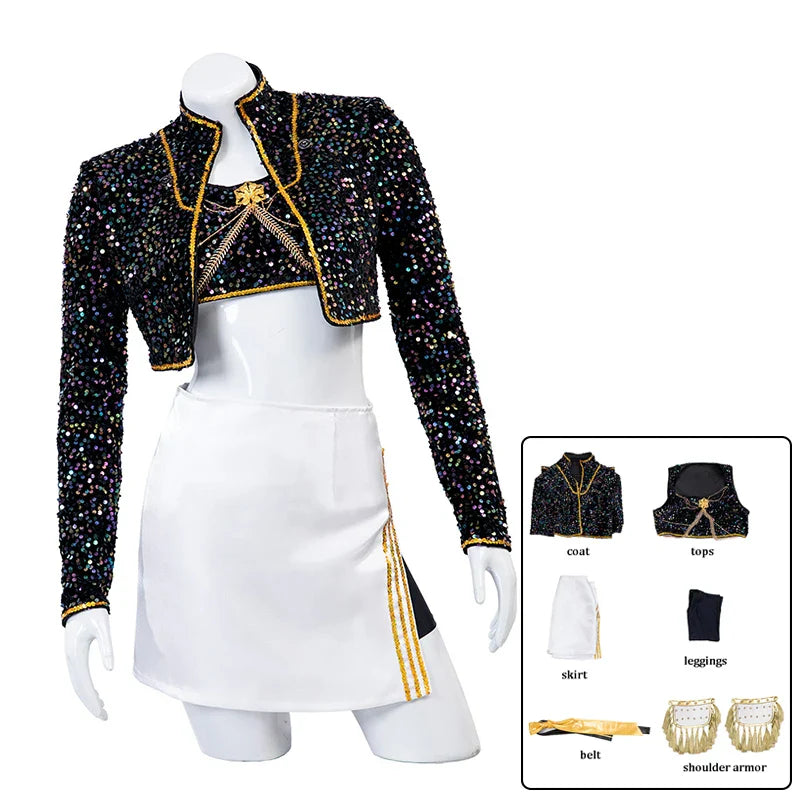 Mira Cosplay Costume Wig Shoes Black Coat Singing Suit Song-Promotion Costume Halloween Party Role Playing Outfit