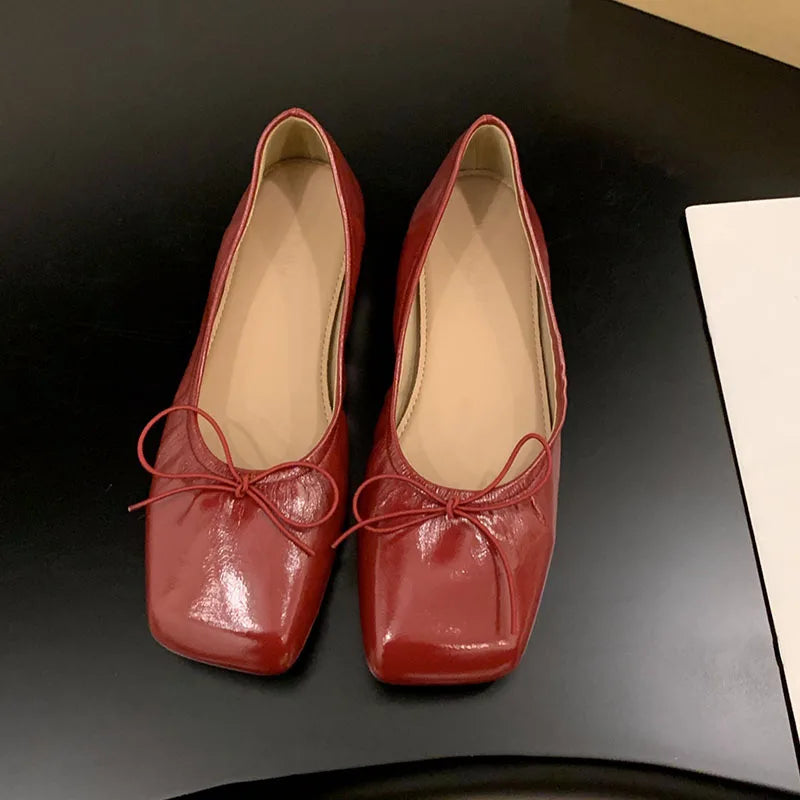 Flat Shoes Square Toe Shallow Slip On Casual Ballerina Shoes Soft Flat Ballet Shoes
