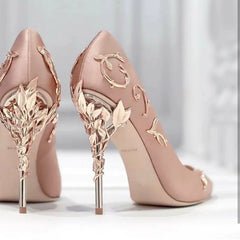 Metallic Accessories Ultra-High Pointed-Toe Pumps Satin Nightclub Shoes Catwalk Stiletto Shaped Heel Wedding Heels