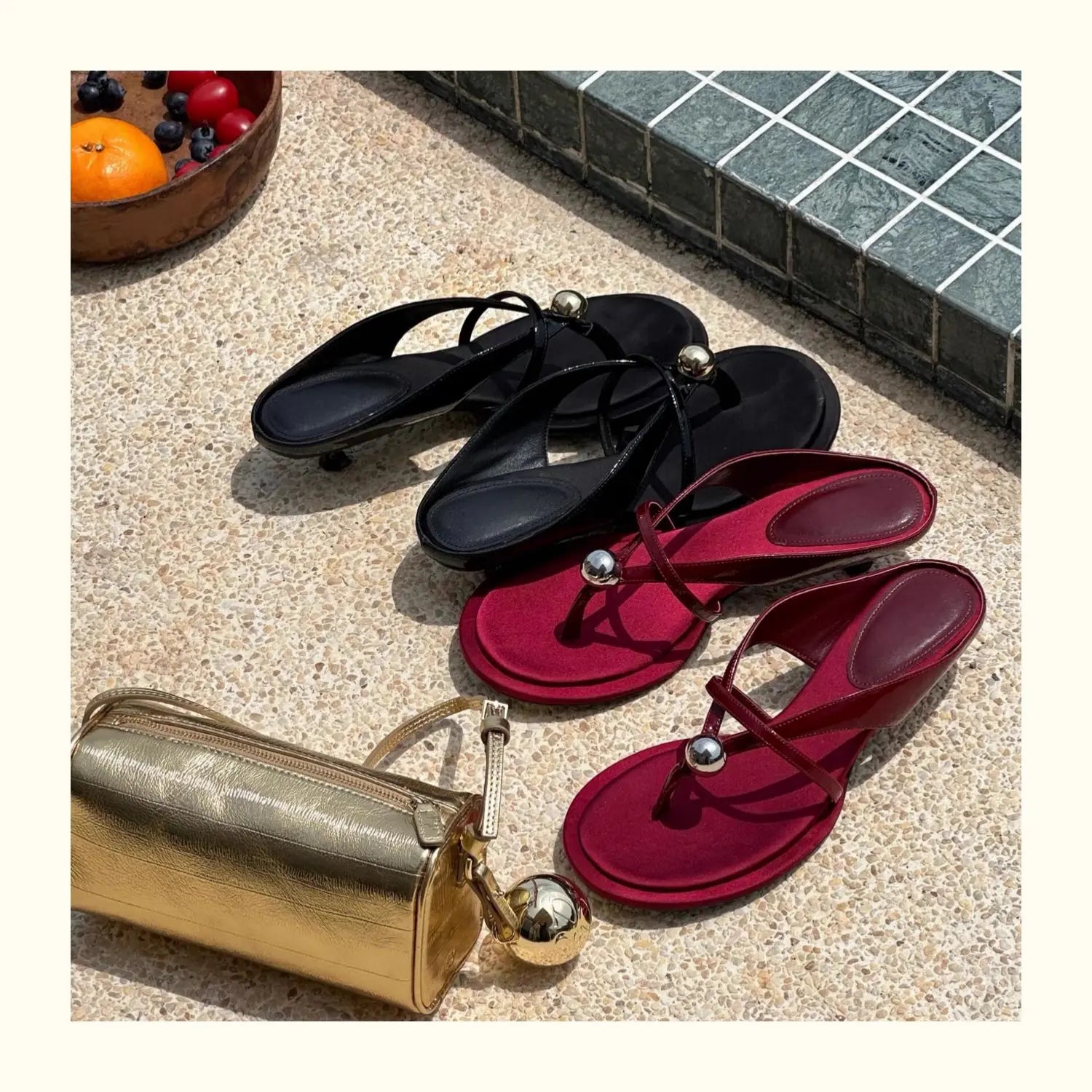 Clip Toe High Heels Sandals Shoes Woman Brand Beach Flip Flops Shoes Slingback Slides