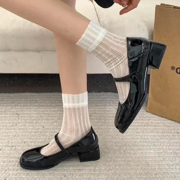Shoes Woman Oxfords All-Match British Style Footwear Leather Preppy Dress Retro Med Mary Janes