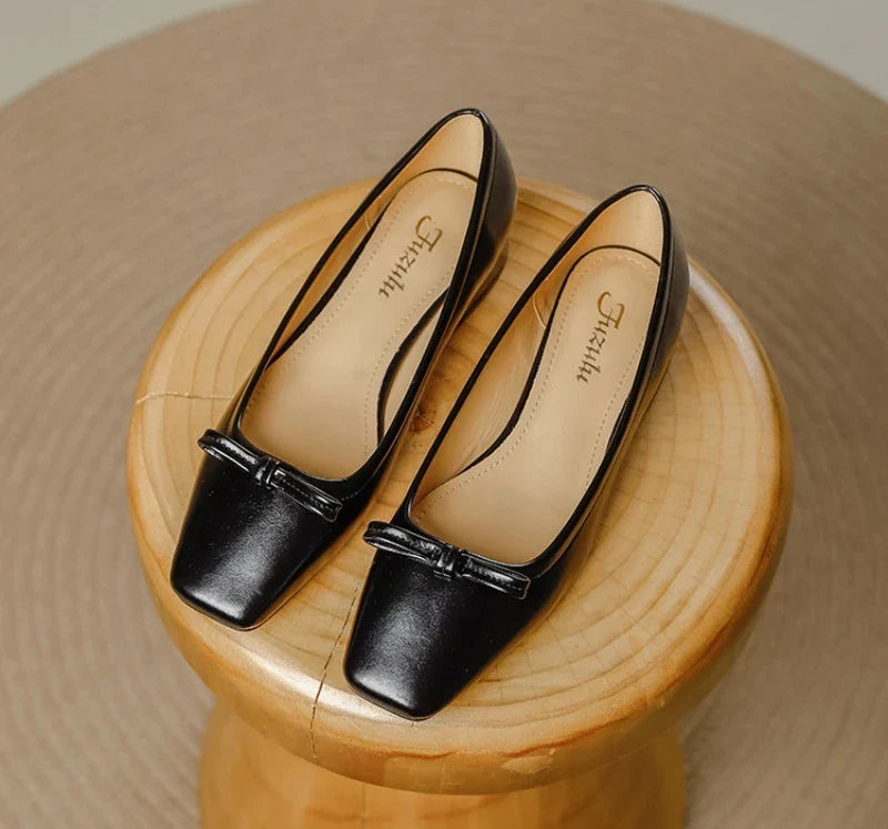 Single Shoes Retro Simple Mary Jane Square Head Shallow Mouth Comfortable Soft Leather Shoes