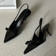 Butterfly-knot Slingbacks Elegant Pointed Toe Thin Heels Banquet Prom Shoes Big Size 43