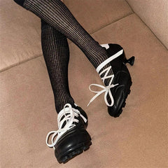 Special Heel Design Lace-Up Ballet Shoes Non-Slip Buckle Strap Shoes Hand-made Round Toe Sapatos Femimino
