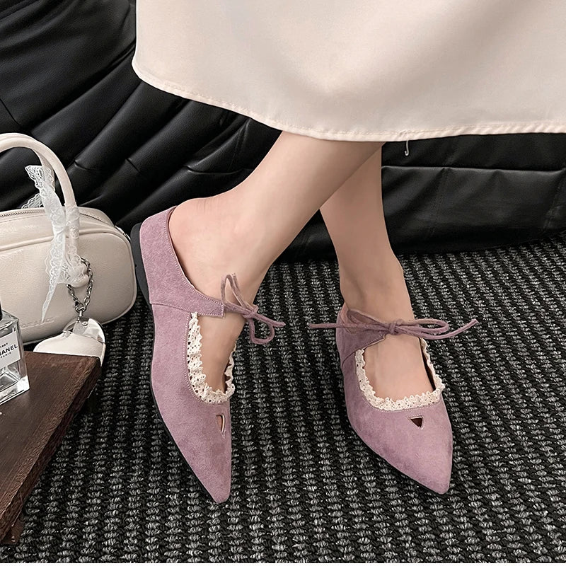 Pointed Toe Mules Slippers Casual Dress Street Style Slip On Shoes