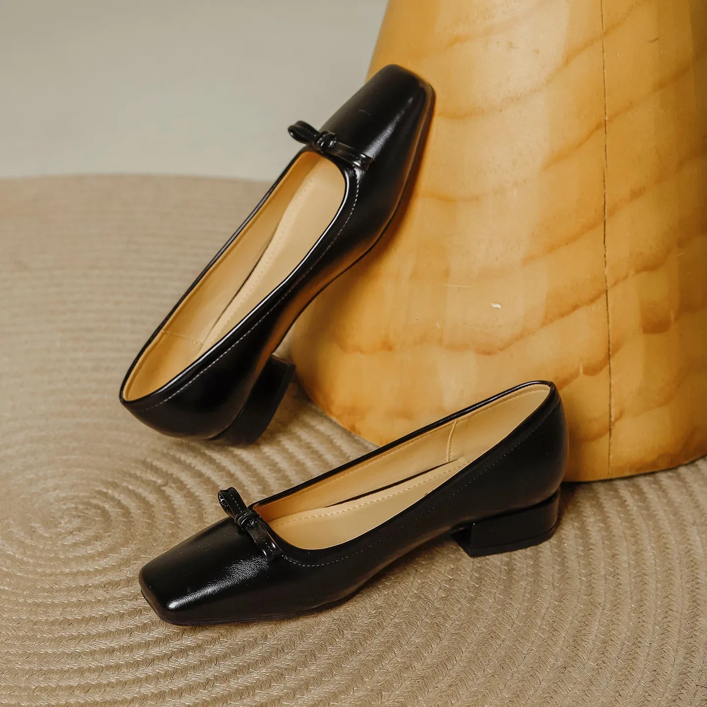 Single Shoes Retro Simple Mary Jane Square Head Shallow Mouth Comfortable Soft Leather Shoes