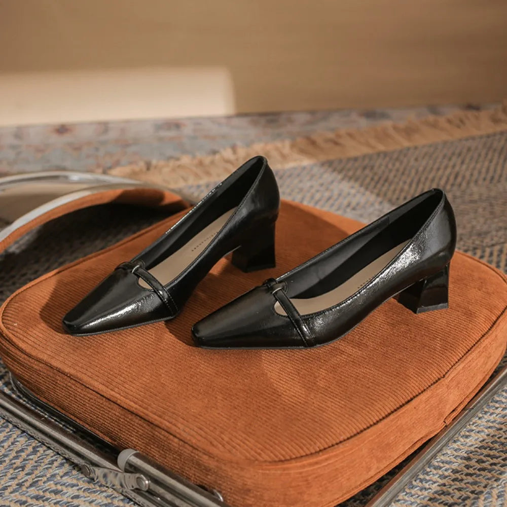 Single Shoes Femininity Thick Heel Skirt Versatile High Heelss Comfortable Square Head Pumps