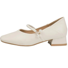 elegant pearl buckle low heel shoes woman two wears slip on moccasins chunky heel soft leather pumps big size 43