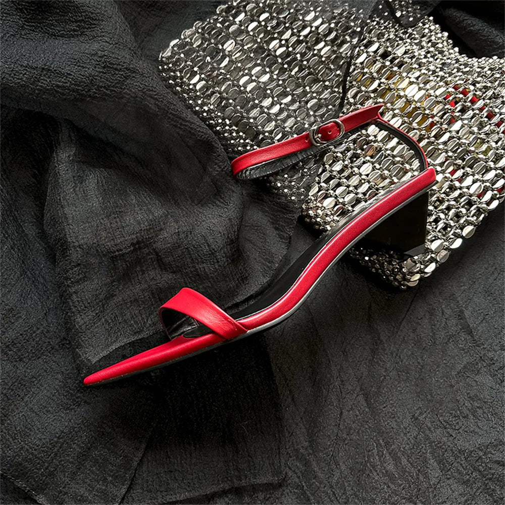 Leopard Sandals Leather Kitten High Heels Pointed Toe Party Wedding Shoes Woman Buckles Prom Pumps