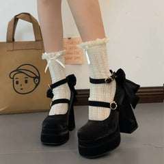 Night Club Platform Lolita Pumps Butterfly-knot High Heel Shoes Stripper Party Shoes