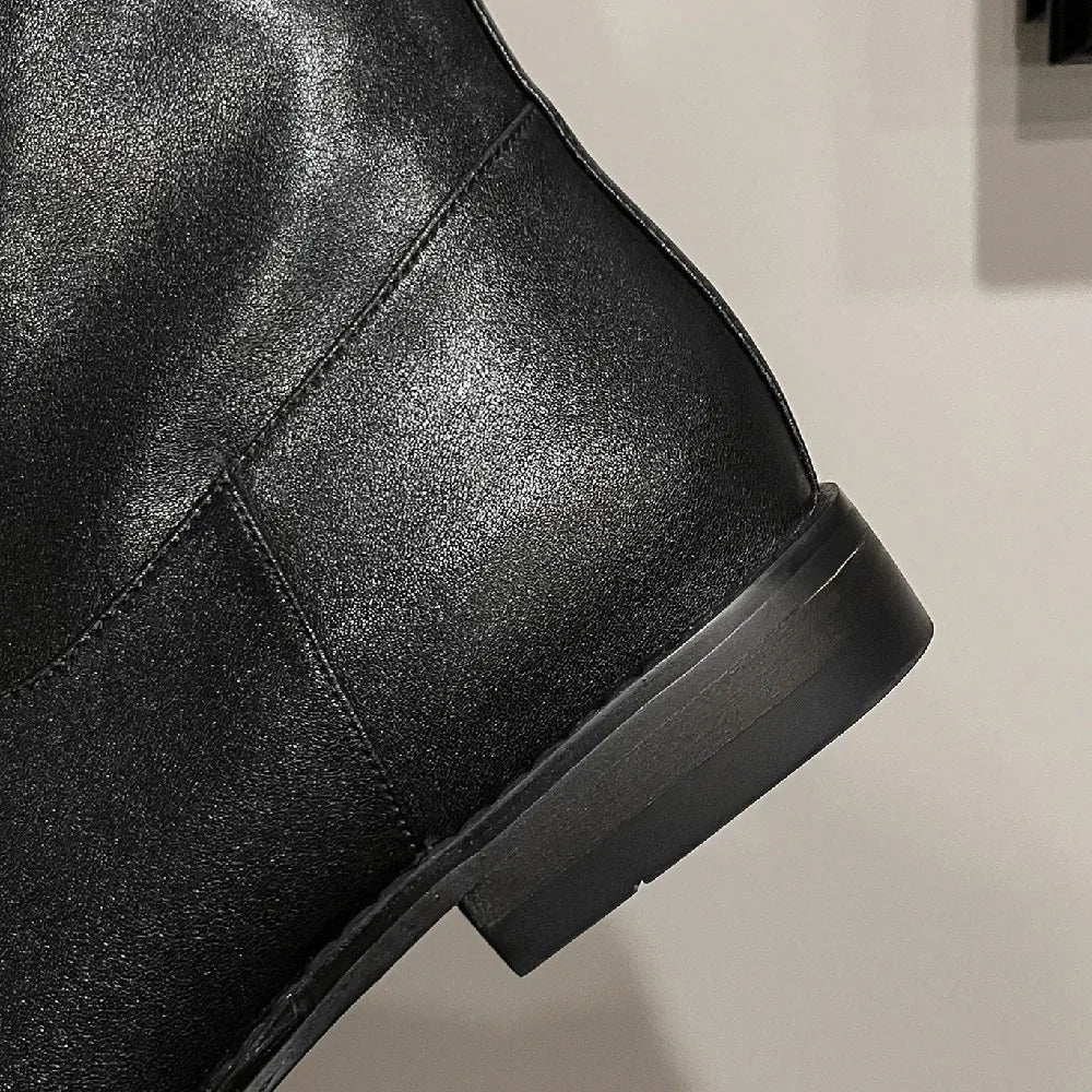 genuine leather slip-on flats knee high knight boots casual long shoes