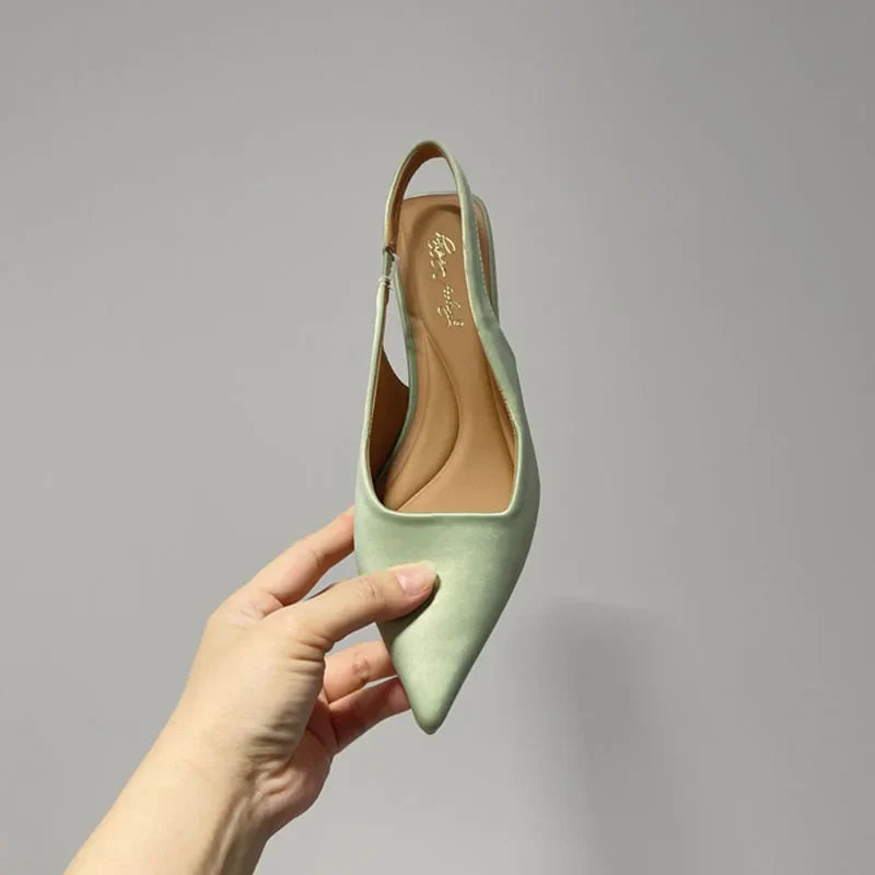 Low Heel Footwear Shallow Heeled Sandals Shoes Casual Pointed Toe Sandals Slip On
