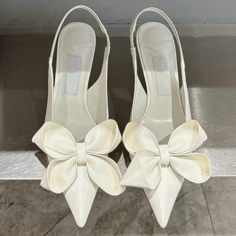 High Heel Bow Pointed Toe Stiletto Sandals Shoes