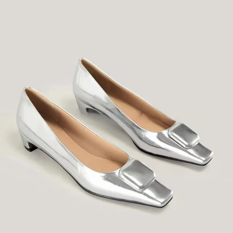 Leopard Kitten Heel Pumps Woman Pointed Toe Shoes Wedges Low Heeled Tacones Femmes Patent Leather Dress Bridal Shoes Ladies