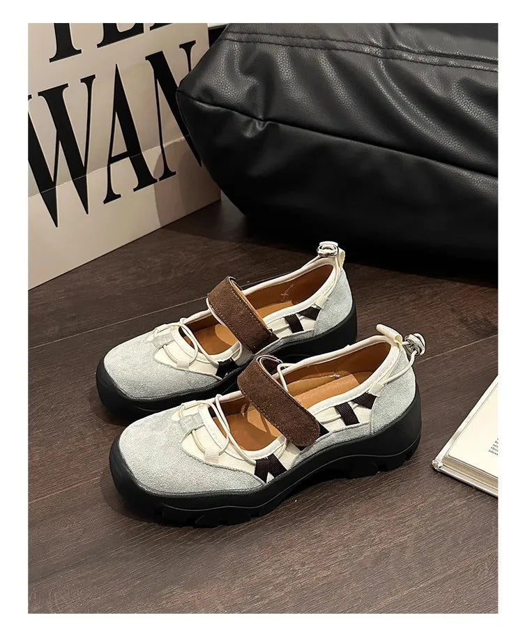 Retro Style Shallow Mouth Casual Mary Jane Versatile Comfortable Thick Soled Sports Single Shoes