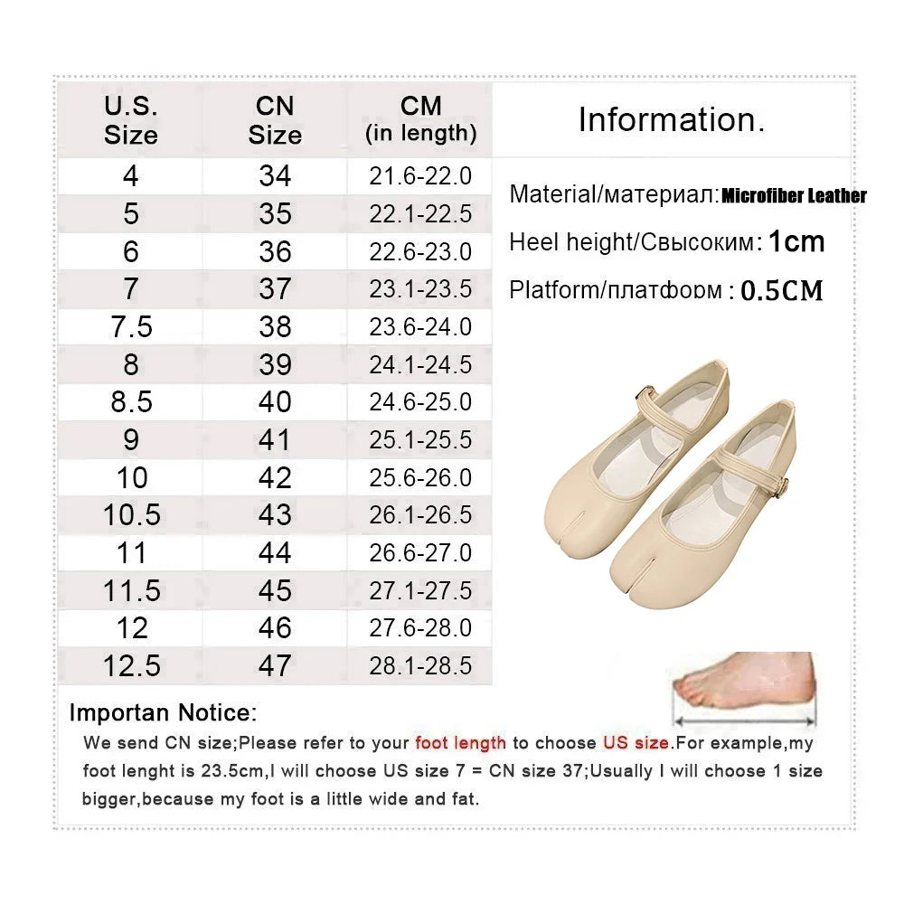 Split Toe Tabi Shoes Buckle Mary Janes Shoes Flats chaussure femme Leisure Shoes zapatos de mujer