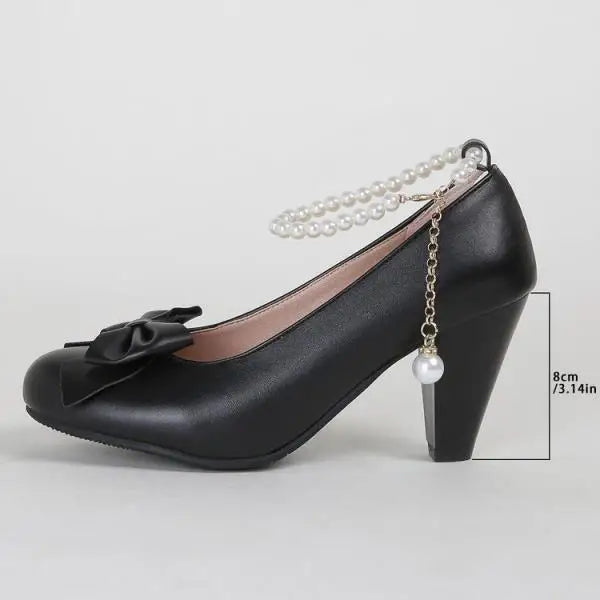 Bow-Knot Elegant Shallow Mouth Korean Shoes Pearl Decorateion Casual Sneakers Round Toe Heels Crystal Butterfly 2